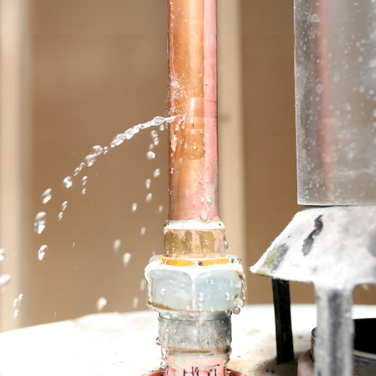 Fuite d’eau sur un tuyau en cuivre nécessitant une intervention de recherche de fuite Fuite d’eau sur un tuyau en cuivre nécessitant une intervention de recherche de fuite